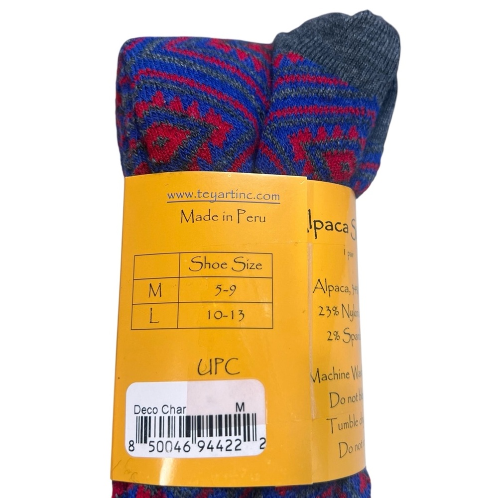 Alpaca Arte Alpaca Blend Socks Men’s Deco Char Print NEW - Picture 5 of 5